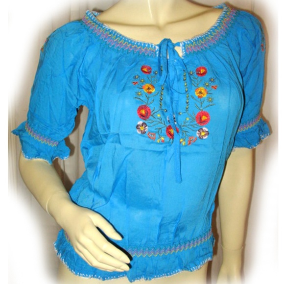 Y2k Floral Peasant Top